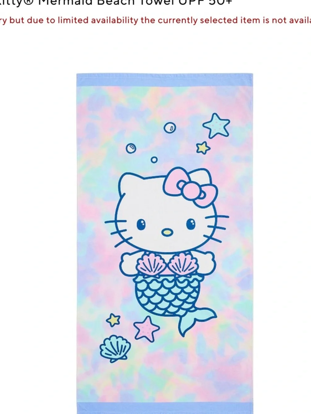 Pottery Barn Teen Hello Kitty Tie-Dye Mermaid Beach Towel